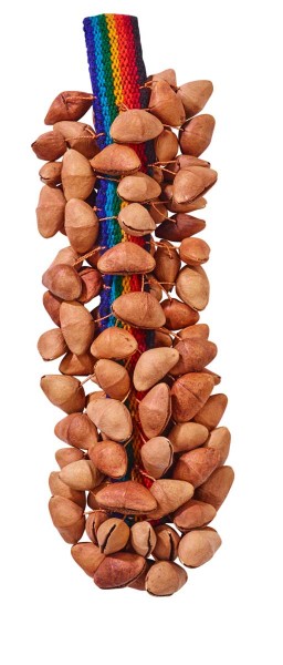   Tobillera on ribbon, c. 90 nutshells, L 30cm